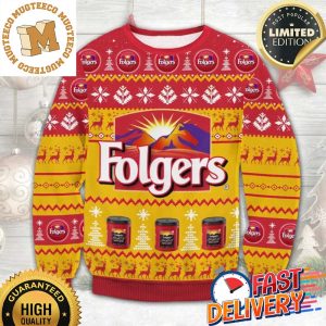 Folgers Coffee Ugly Christmas Sweater For Holiday 2023 Xmas Gifts