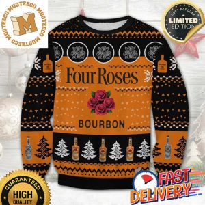 Four Roses Bourbon Ugly Christmas Sweater For Holiday 2023 Xmas Gifts