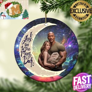 Funny The Rock And Emma Stone Meme Love You To The Moon And Back Christmas Tree Decorations Ornament
