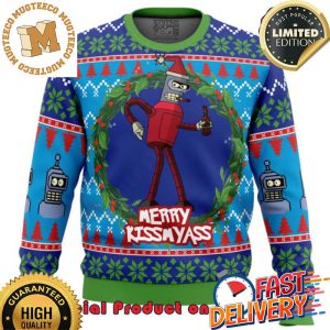 Futurama Merry Kissmyass Ugly Christmas Sweater For Holiday 2023 Xmas Gifts