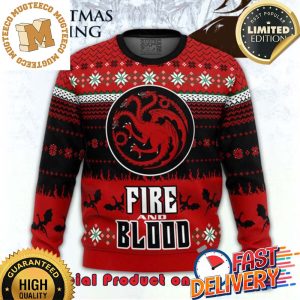 GOT Game of Thrones Fire And Blood Ugly Christmas Sweater For Holiday 2023 Xmas Gifts