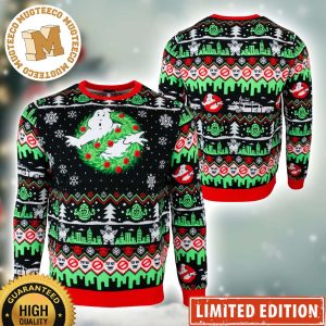 Ghostbusters Christmas Wreath Logo 2023 Xmas Gift Ugly Christmas Sweater