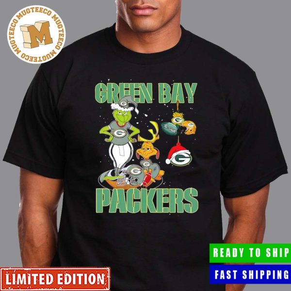 Green Bay Packers Grinch And Max NFL Christmas Essentials T-Shirt