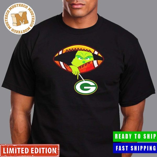 Green Bay Packers Grinch Football Zipper Funny Christmas Gift Unisex T-Shirt