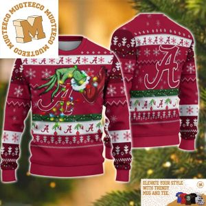 Grinch Stole Alabama Crimson Tide NCAA Funny Xmas 2023 Gift For Holiday Ugly Christmas Sweater