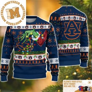 Grinch Stole Auburn Tigers NCAA Funny Xmas 2023 Gift For Holiday Ugly Christmas Sweater
