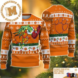 Grinch Stole Clemson Tigers NCAA Funny Xmas 2023 Gift For Holiday Ugly Christmas Sweater