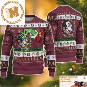Grinch Stole Florida State Seminoles NCAA Funny Xmas 2023 Gift For Holiday Ugly Christmas Sweater