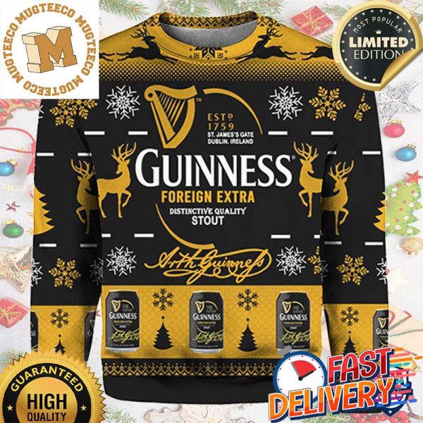 Guinness Foreign Extra Stout Ugly Christmas Sweater For Holiday 2023 Xmas Gifts