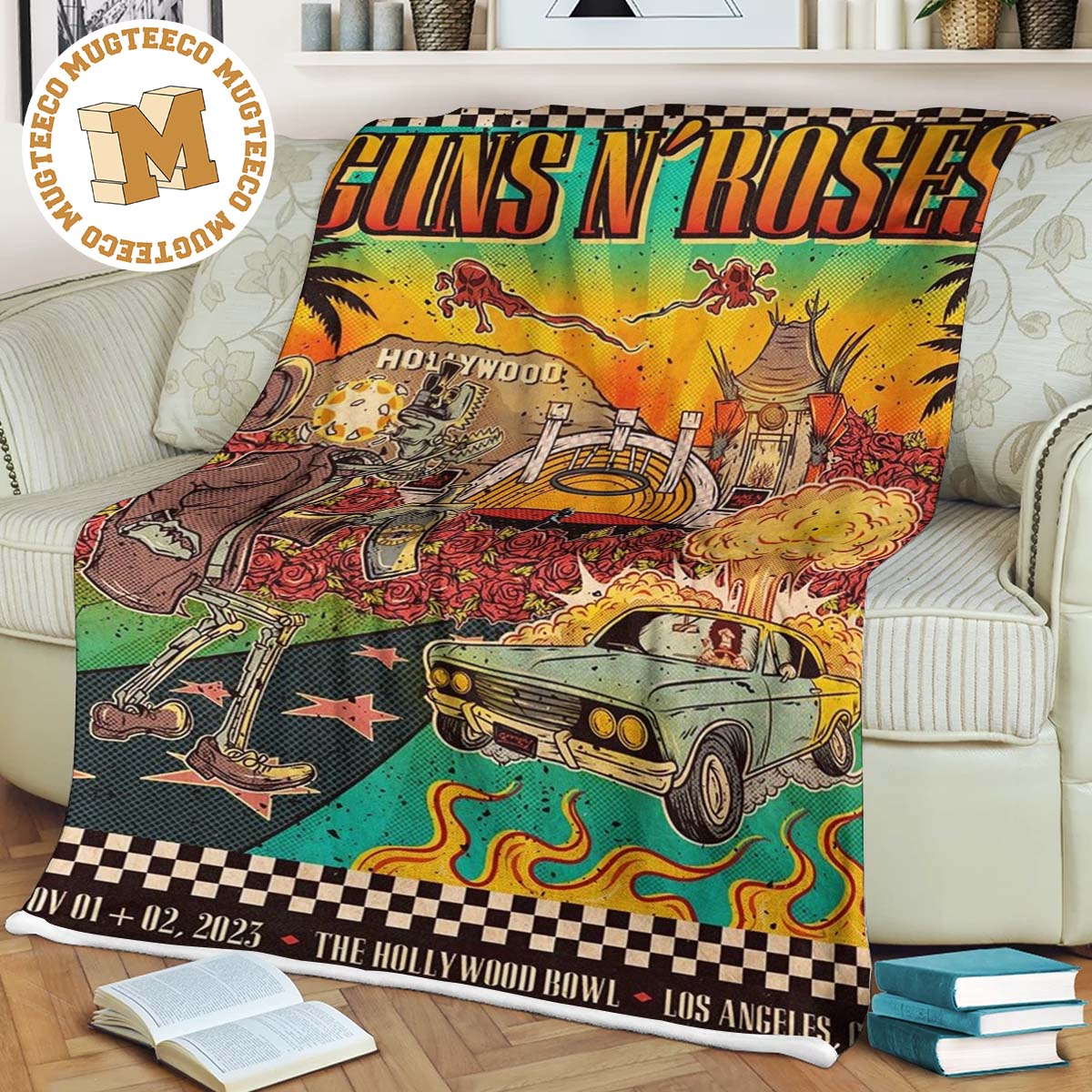 Guns N Roses Hollywood Bowl Los Angeles California Day 1 Nov 1st 2023 Poster Fleece Blanket