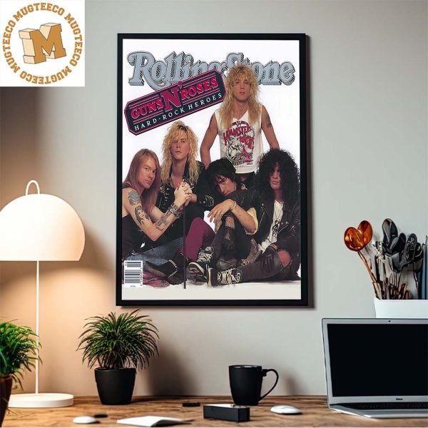 Guns N Roses On The Front Cover Of Rolling Stone Magazine In 1988 Home Decor Poster Canvas