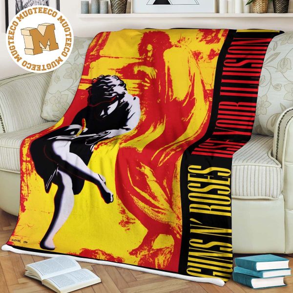 Guns N Roses Use Your Illusion I Anniversary Special 1991 2023 Yellow And Red Poster Fleece Blanket