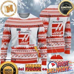 Haas F1 Racing Team Custom Name Ugly Christmas Sweater For Holiday 2023 Xmas Gifts