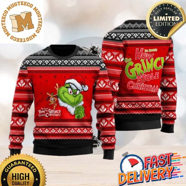 How Grinch Stole Christmas Knitted Red Ugly Christmas Sweater