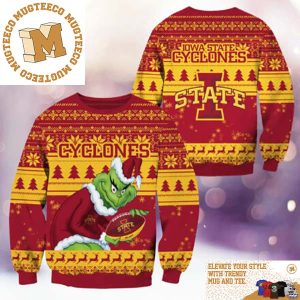 Iowa State Cyclones NCAA Grinch Funny Xmas 2023 Gift For Holiday Ugly Christmas Sweater