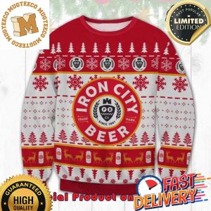 Iron City Beer Reindeer Ugly Christmas Sweater For Holiday 2023 Xmas Gifts