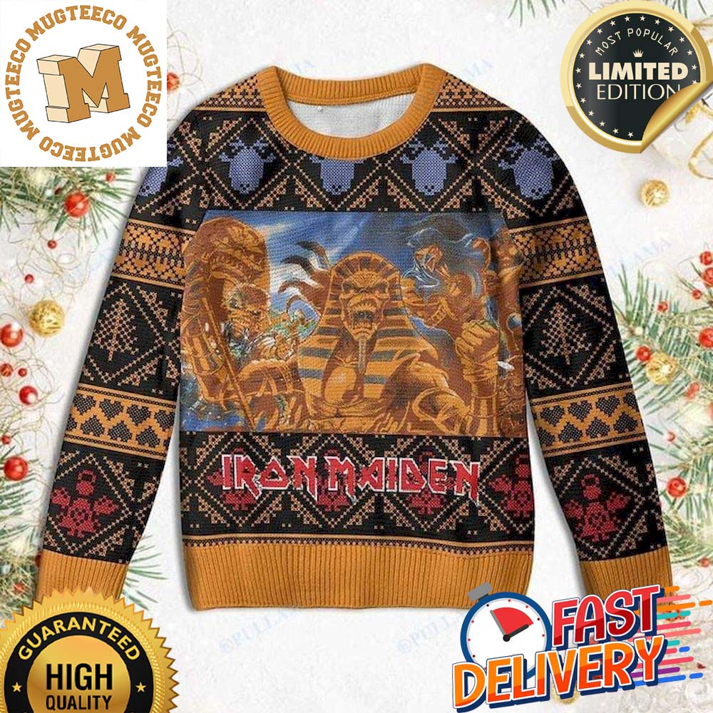 Iron Maiden Egyptian Gods Official Ugly Christmas Sweater - Mugteeco
