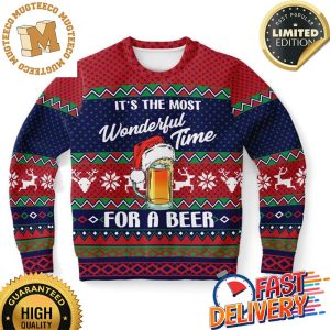 It’s The Most Wonderful Time For A Beer Ugly Christmas Sweater For Holiday 2023 Xmas Gifts