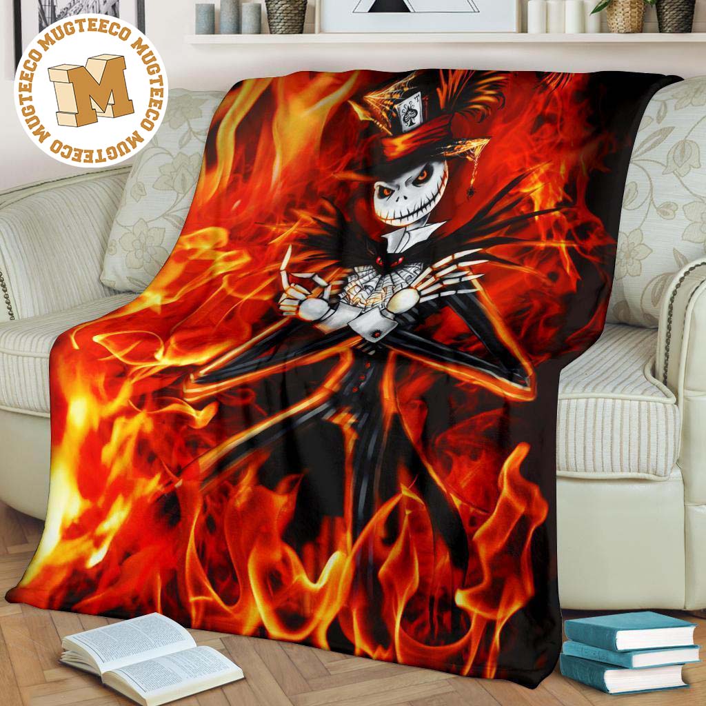 Jack Skellington Fire Fleece Blanket For Fan Gift Idea - Mugteeco