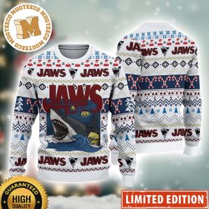 Jaws Movie Megalodon 2023 Xmas Gift White Knitted Ugly Christmas Sweater