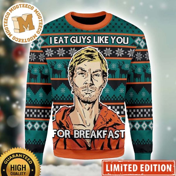 Jeffrey Dahmer I Eat Guys Like You For Breakfast Knitted Ugly Christmas Sweater