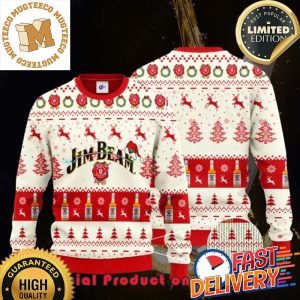 Jim Beam Santa Hat Reindeer Ugly Christmas Sweater For Holiday 2023 Xmas Gifts