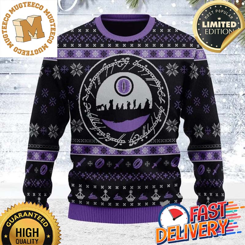 LOTR Ring Language Ugly Woolen Sweater For Holiday 2023 Xmas Gifts