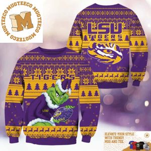 LSU Tigers NCAA Grinch Funny Xmas 2023 Gift For Holiday Ugly Christmas Sweater