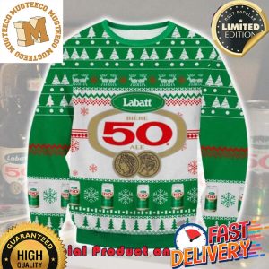 Labatt Biere 50 Reindeer Snowflakes Ugly Christmas Sweater For Holiday 2023 Xmas Gifts