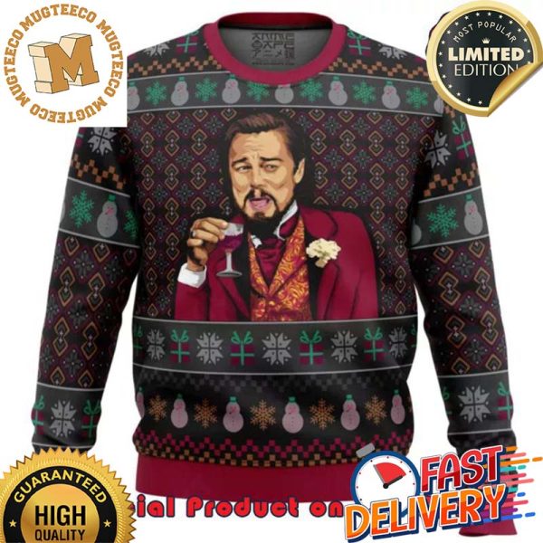 Laughing Leo DiCaprio Meme Ugly Christmas Sweater For Holiday 2023 Xmas Gifts