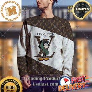 Louis Vuitton Disney Version Brown Ugly Sweater For Holiday 2023 Xmas Gifts