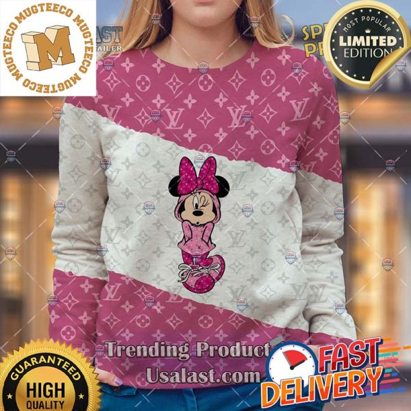 Louis Vuitton Disney Version Pink Ugly Sweater For Holiday 2023 Xmas Gifts