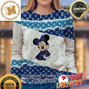 Louis Vuitton Mickey Mouse Navy Ugly Sweater For Holiday 2023 Xmas Gifts