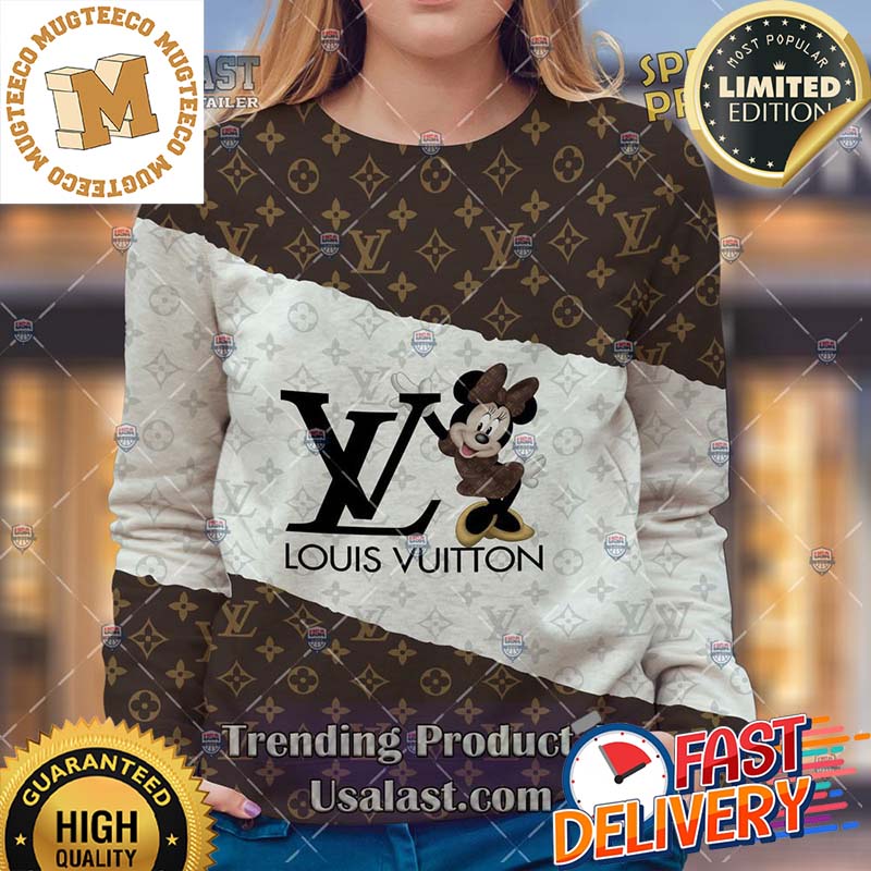 Louis Vuitton Minnie Mouse Brown Ugly Sweater For Holiday 2023 Xmas Gifts
