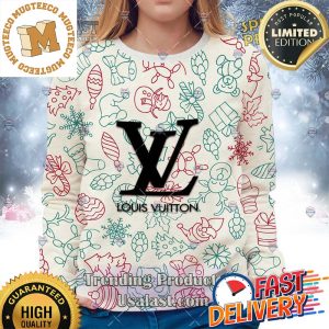 Louis Vuitton Premium Christmas Pattern Ugly Sweater For Holiday 2023 Xmas Gifts