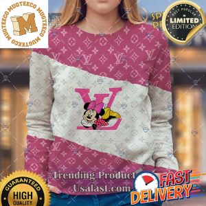 Louis Vuitton Premium Minnie Mouse Pink Ugly Sweater For Holiday 2023 Xmas Gifts