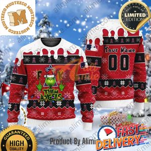 MLB Grinch Fuck Them Los Angeles Angels Custom Name Ugly Christmas Sweater