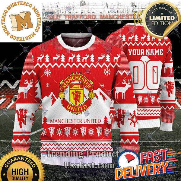 Manchester United Personalized 3D Ugly Christmas Sweater For Holiday 2023 Xmas Gifts