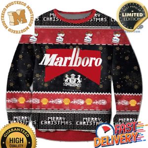 Marlboro Racing Big Logo Merry Christmas Holiday Ugly Sweater