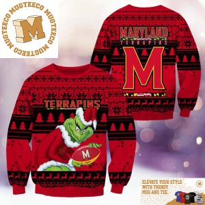 Maryland Terrapins NCAA Grinch Funny Xmas 2023 Gift For Holiday Ugly Christmas Sweater