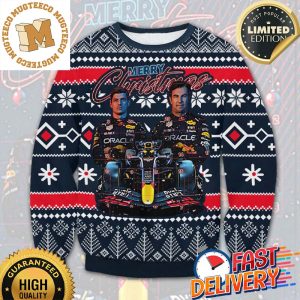 Merry Christmas Oracle Red Bull Racing Max Verstappen Sergio Perez Ugly Christmas Sweater
