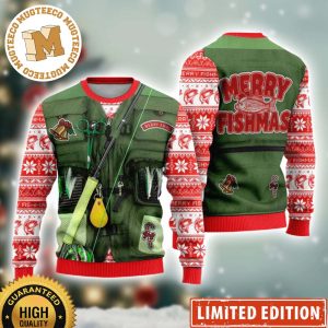 Merry Fishmas Fishing Costume Funny Xmas 2023 Gift Ugly Christmas Sweater