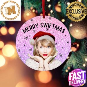 Merry Swiftmas Taylor Swift With Santa Hat 2023 Xmas Holiday Christmas Decorations Ornament