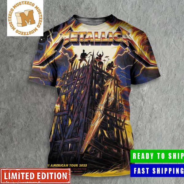 Metallica North American Tour 2023 In St Louis Exclusive Yellow Colorway Poster All Over Print Shirt