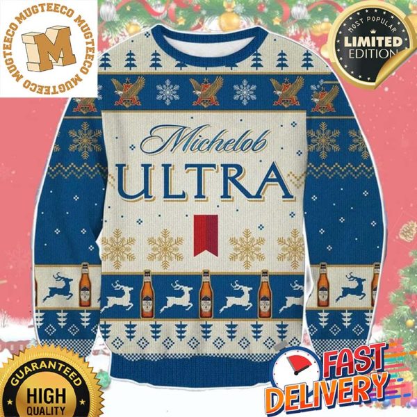 Michelob Ultra Beer 3D Ugly Sweater For Holiday 2023 Xmas Gifts