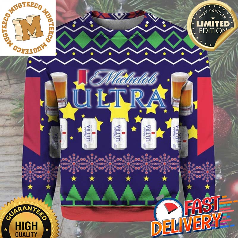Michelob Ultra Beer Can Ugly Christmas Sweater For Holiday 2023 Xmas Gifts