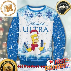 Michelob Ultra The Simpsons Santa Hat Ugly Christmas Sweater For Holiday 2023 Xmas Gifts