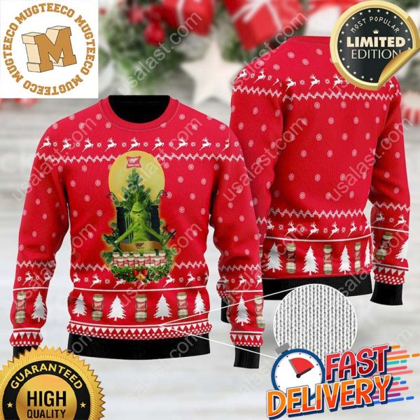 Miller High Life Grinch Snowflake Ugly Christmas Sweater For Holiday 2023 Xmas Gifts