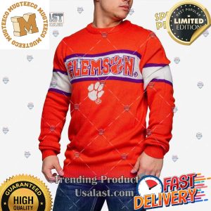 NCAA Clemson Tigers Vintage Pullover Ugly Sweater For Holiday 2023 Xmas Gifts