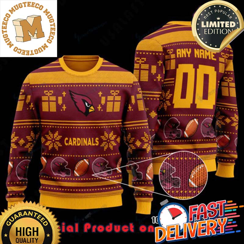 NFL Arizona Cardinals Woolen Pattern Custom Name Ugly Christmas Sweater For Holiday 2023 Xmas Gifts